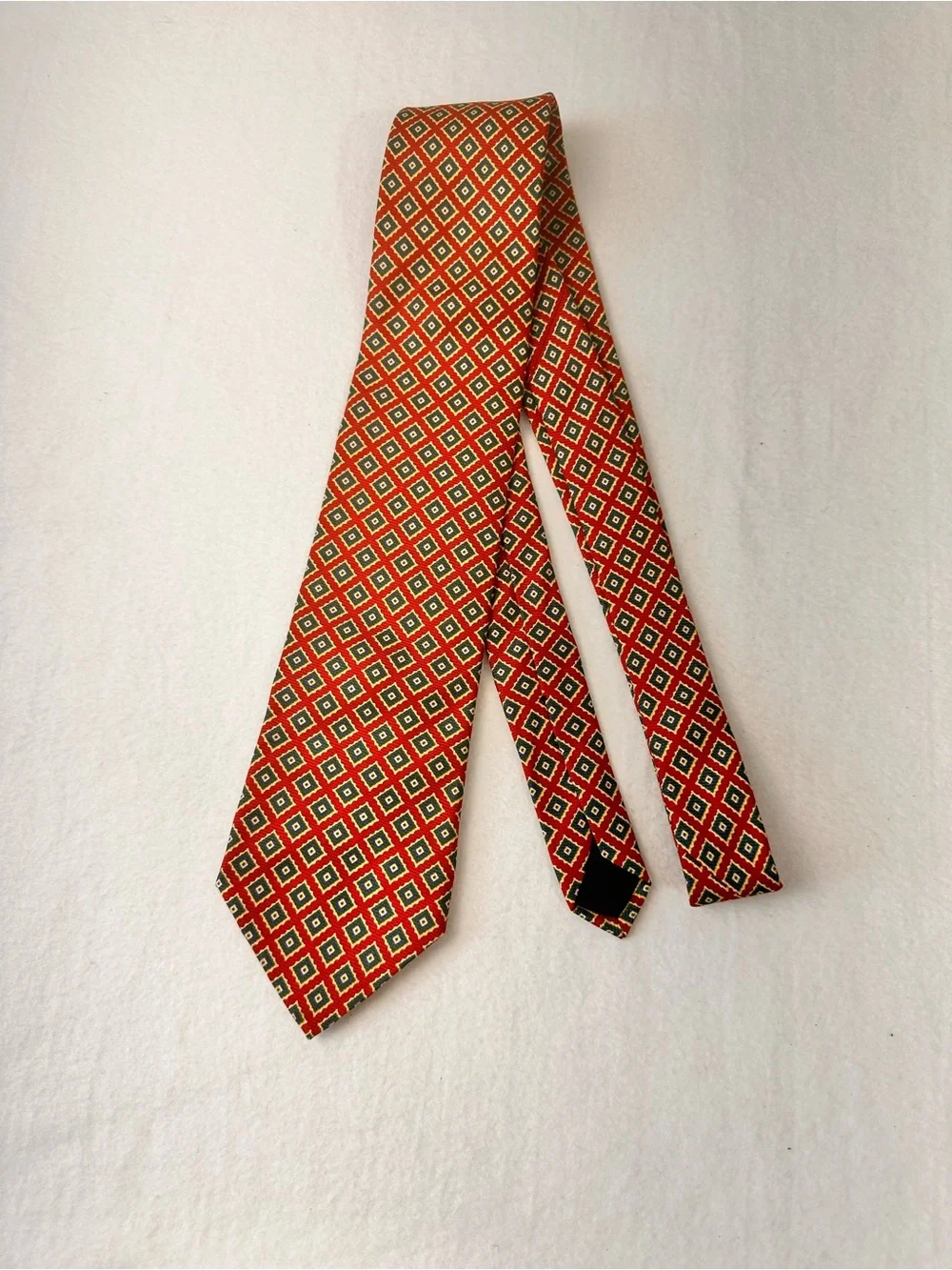 Men's Red Geometric Silk Tie Vintage Brooks Brothers Makers Multicolor Necktie